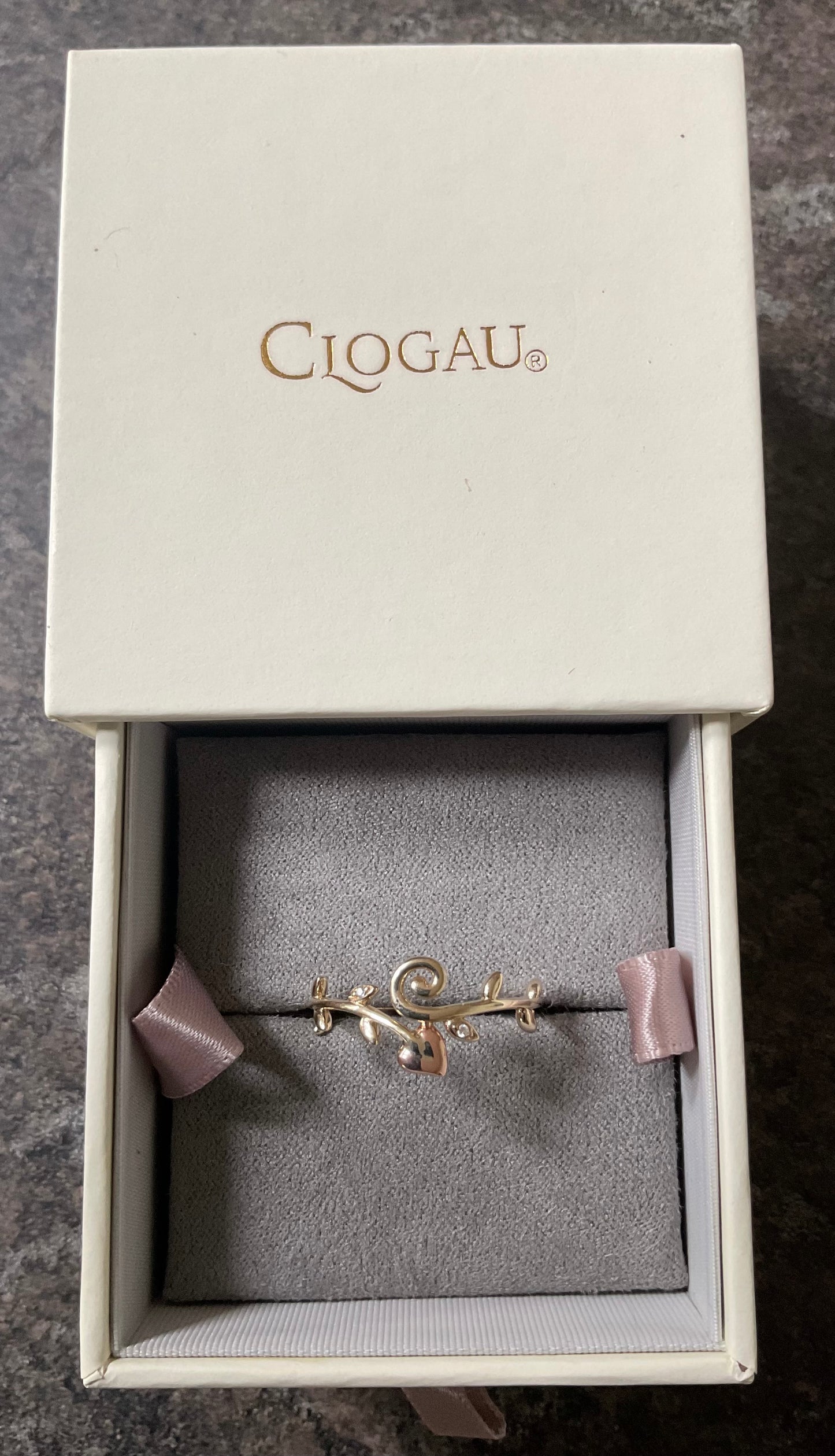 Clogau 9ct Tree of Life Vine ring with Diamonds yellow and rose gold size T