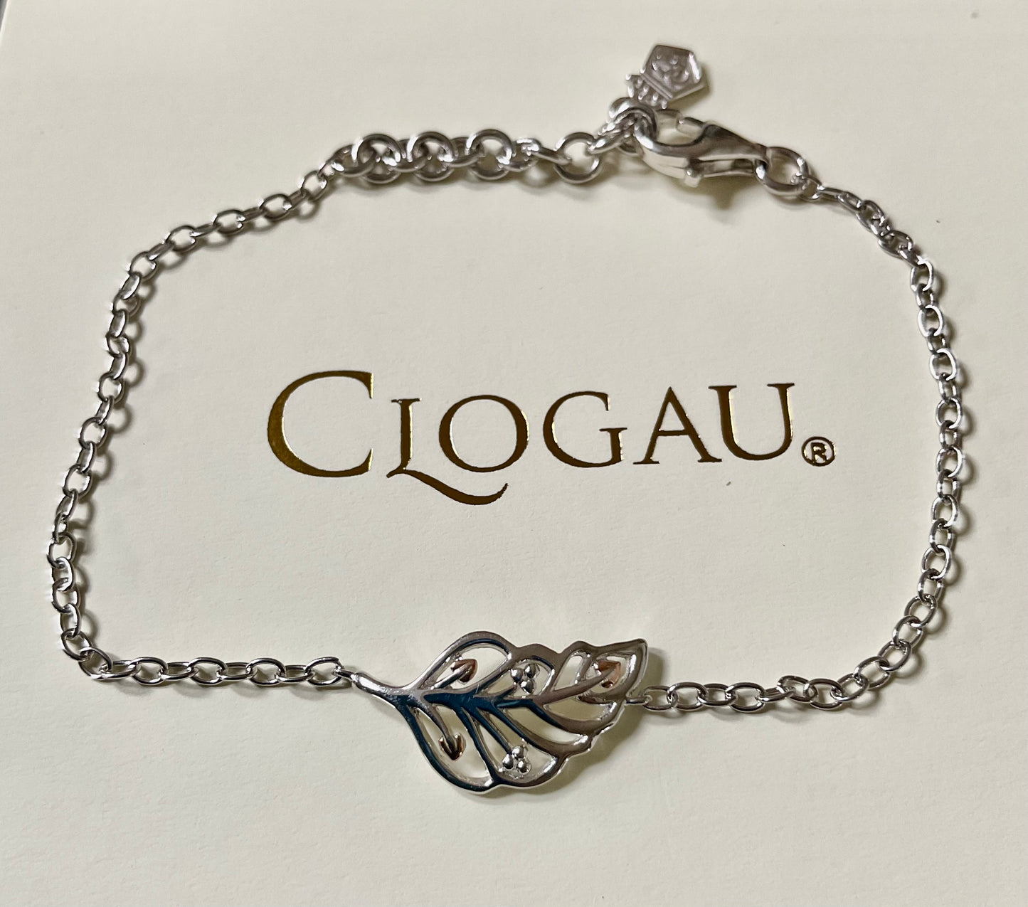 Clogau Debutante Feather affinity bracelet in silver and rose gold 16-18cm
