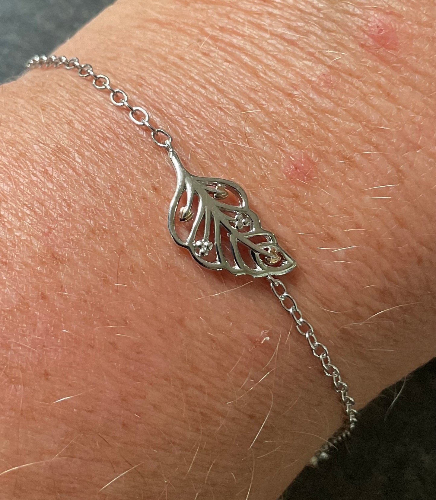 Clogau Debutante Feather affinity bracelet in silver and rose gold 16-18cm