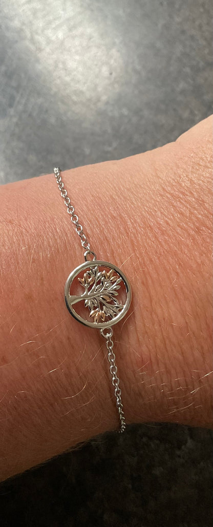 Clogau Tree of Life affinity chain bracelet in silver and rose gold 16 or 18cm
