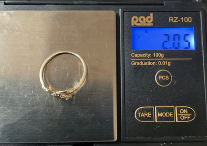 Clogau 9ct Diamond Tree of Life Bow ring in yellow and rose gold size T