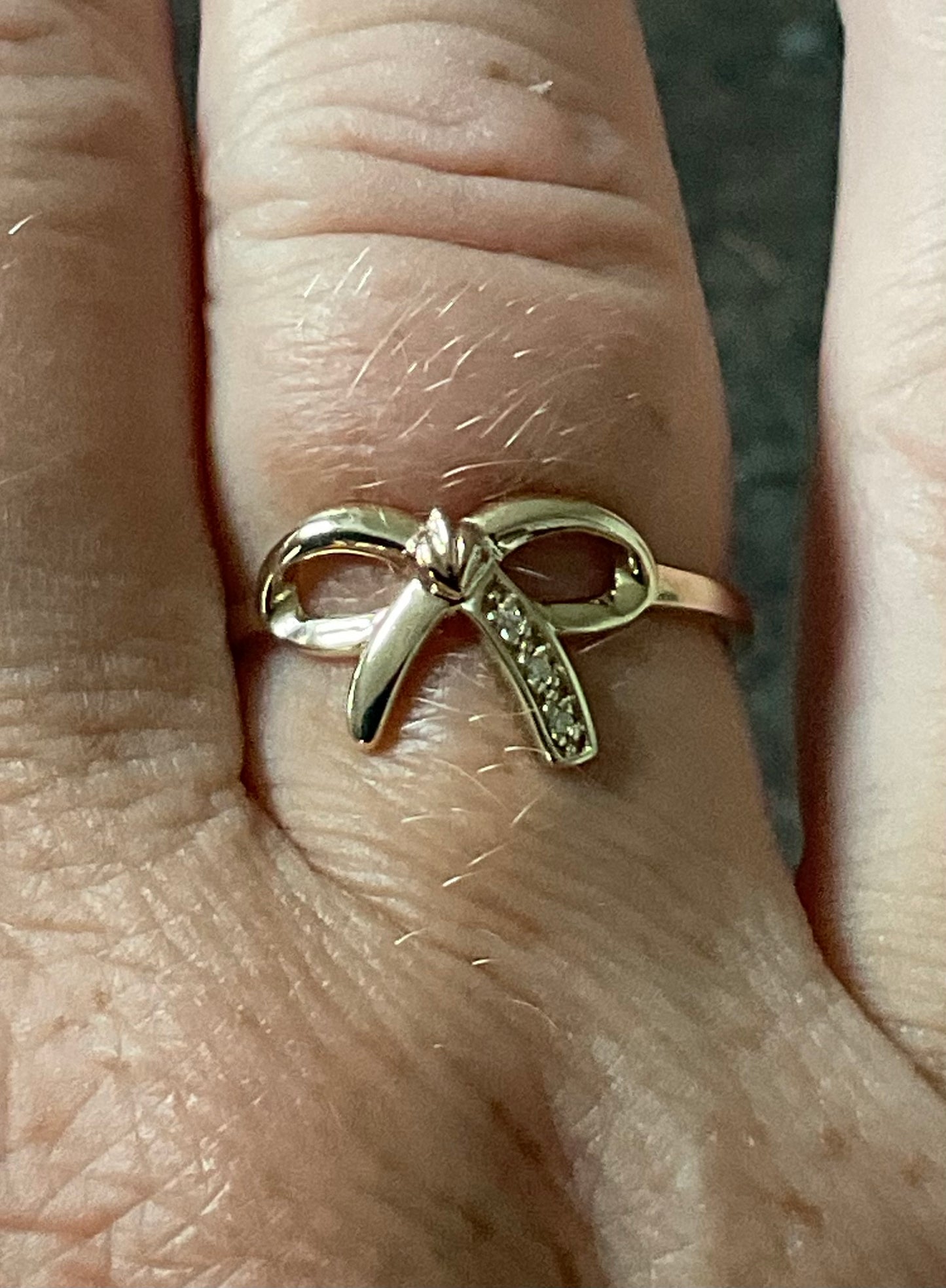 Clogau 9ct Diamond Tree of Life Bow ring in yellow and rose gold size T