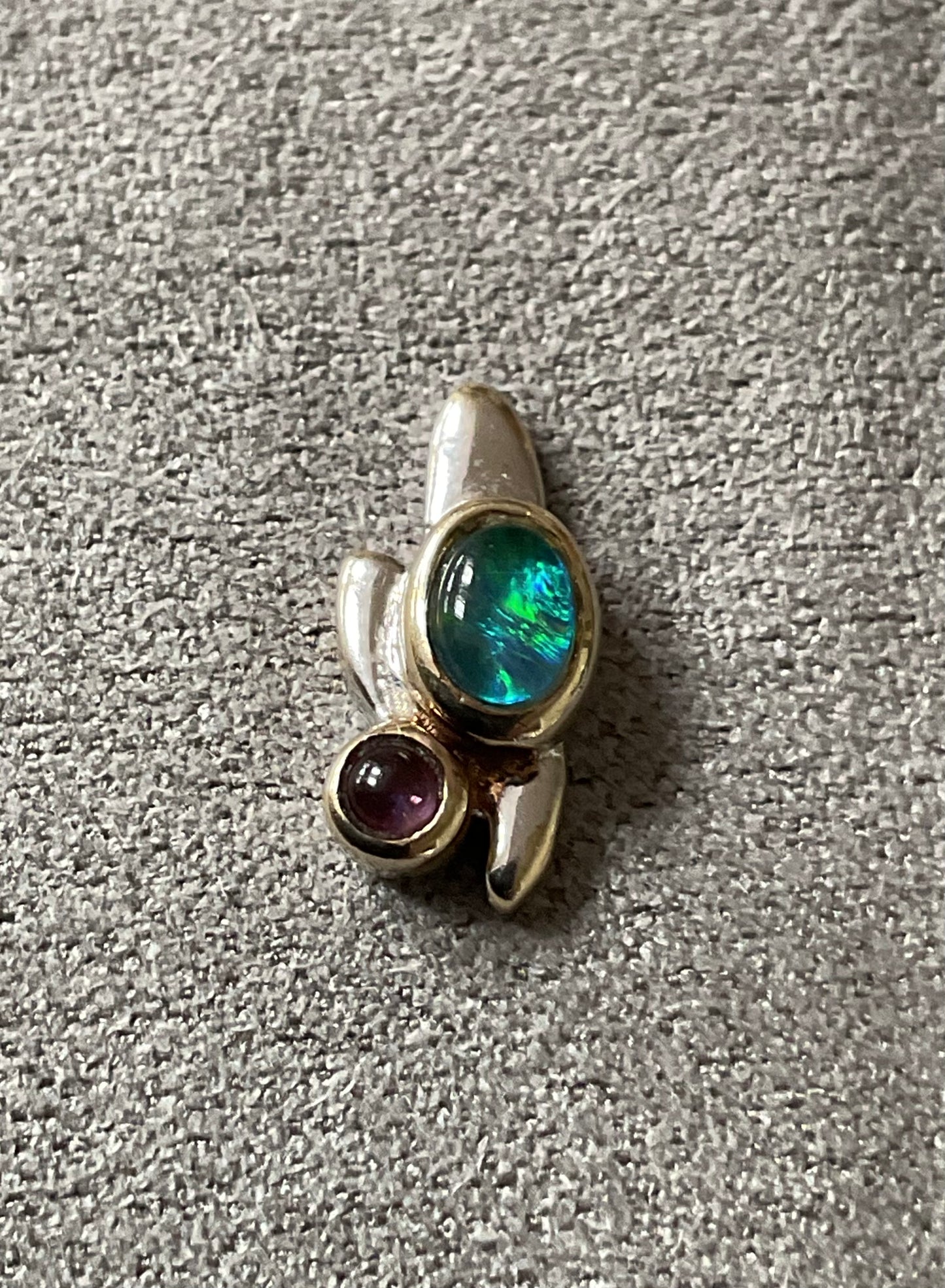 Clogau 9ct RARE Vintage Monet Water Lilies Opal and Amethyst cabochon stud earrings yellow and white gold