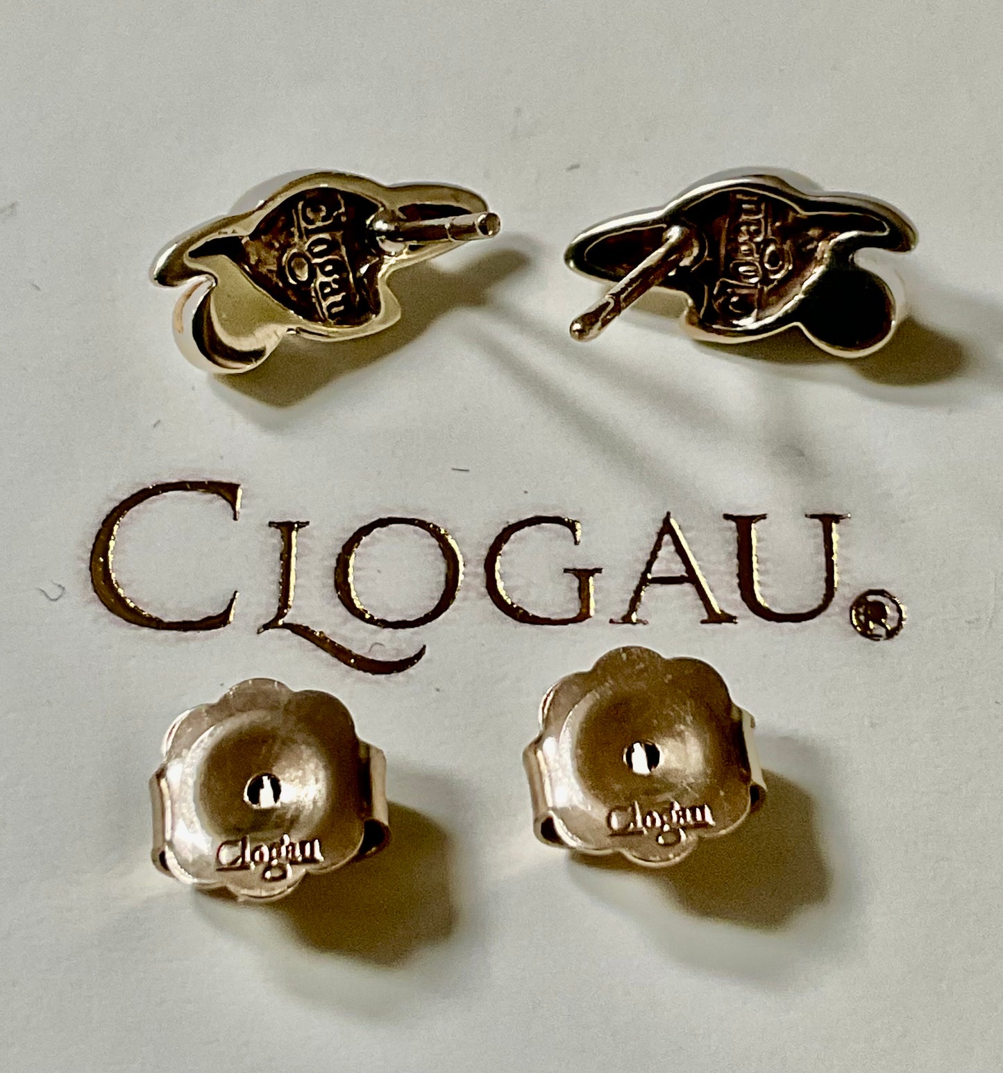Clogau 9ct RARE Vintage Monet Water Lilies Opal and Amethyst cabochon stud earrings yellow and white gold