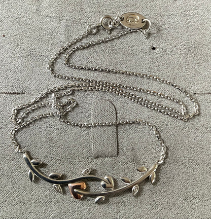 Clogau Tree of Life Vine white topaz necklet necklace silver and rose gold 18”
