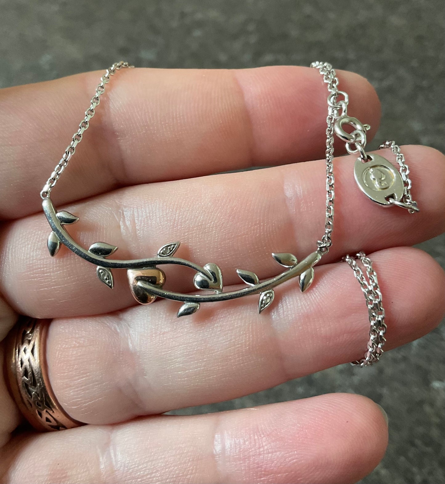 Clogau Tree of Life Vine white topaz necklet necklace silver and rose gold 18”