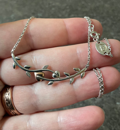 Clogau Tree of Life Vine white topaz necklet necklace silver and rose gold 18”