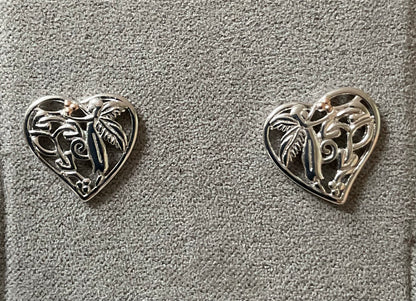 Clogau RARE Fairy Heart Tree of Life stud earrings in silver and rose gold