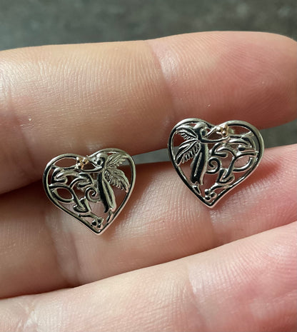 Clogau RARE Fairy Heart Tree of Life stud earrings in silver and rose gold