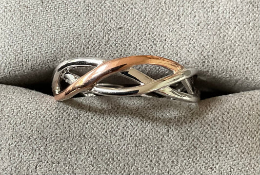 Clogau Celtic Weave silver and rose gold ring size O and T