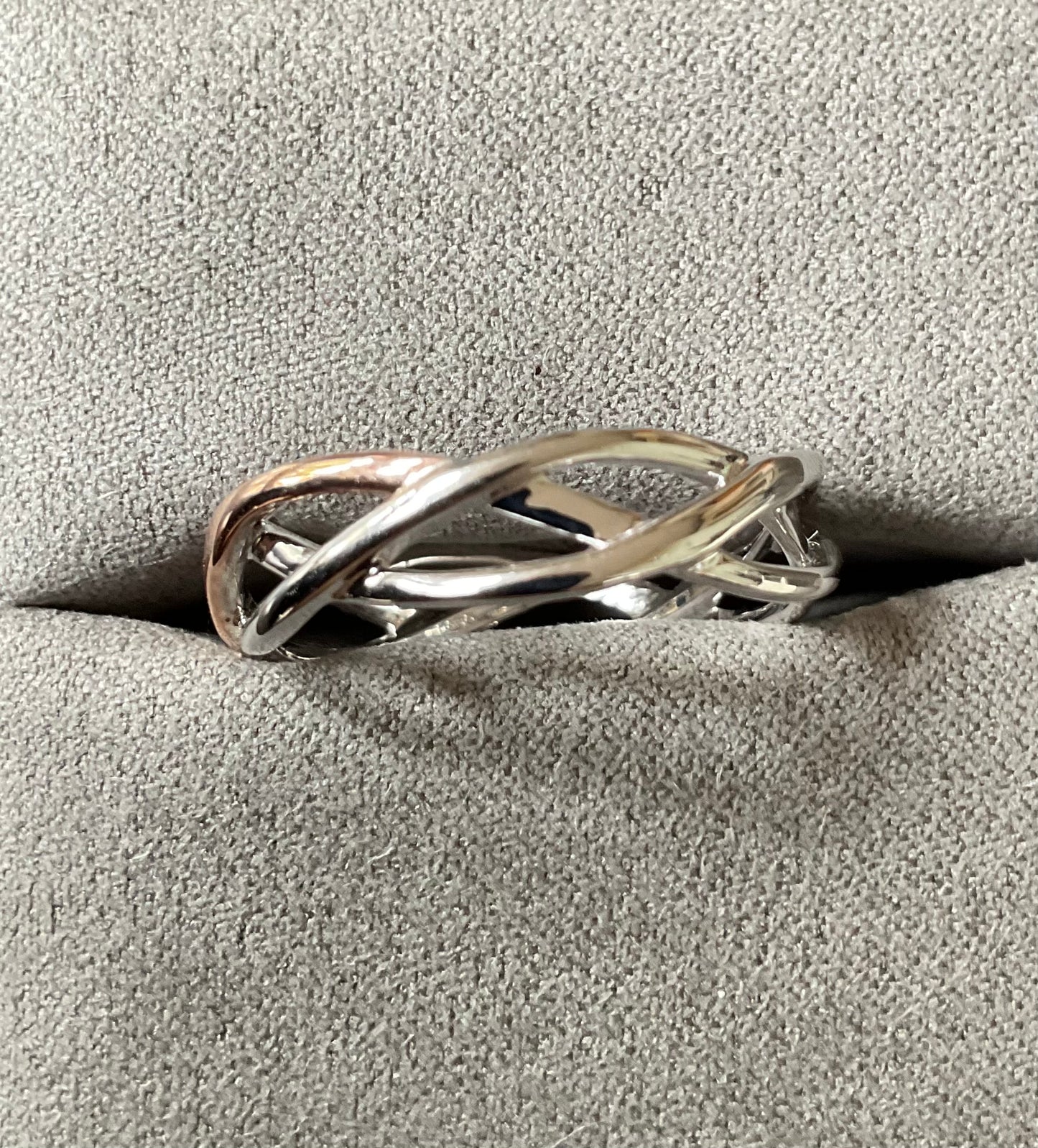 Clogau Celtic Weave silver and rose gold ring size O and T