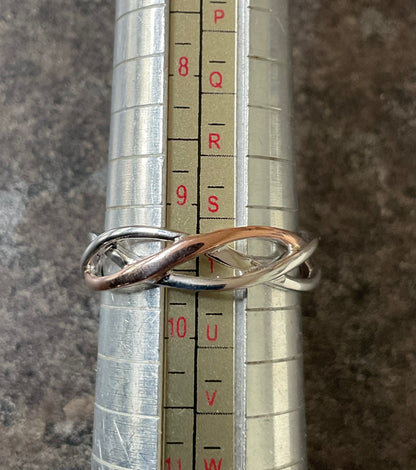 Clogau Celtic Weave silver and rose gold ring size O and T