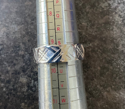 Clogau Unisex Welsh Tartan Band ring in silver and rose gold sizes T and U