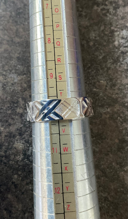 Clogau Unisex Welsh Tartan Band ring in silver and rose gold sizes T and U