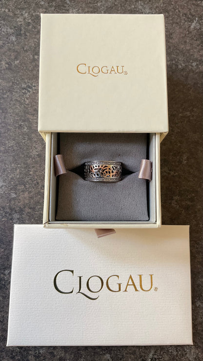 Clogau Royal Roses Wide Band ring size P silver and rose gold