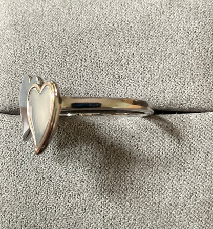 Clogau Cwtch Double Heart ring in silver and rose gold sizes O, Q and R available