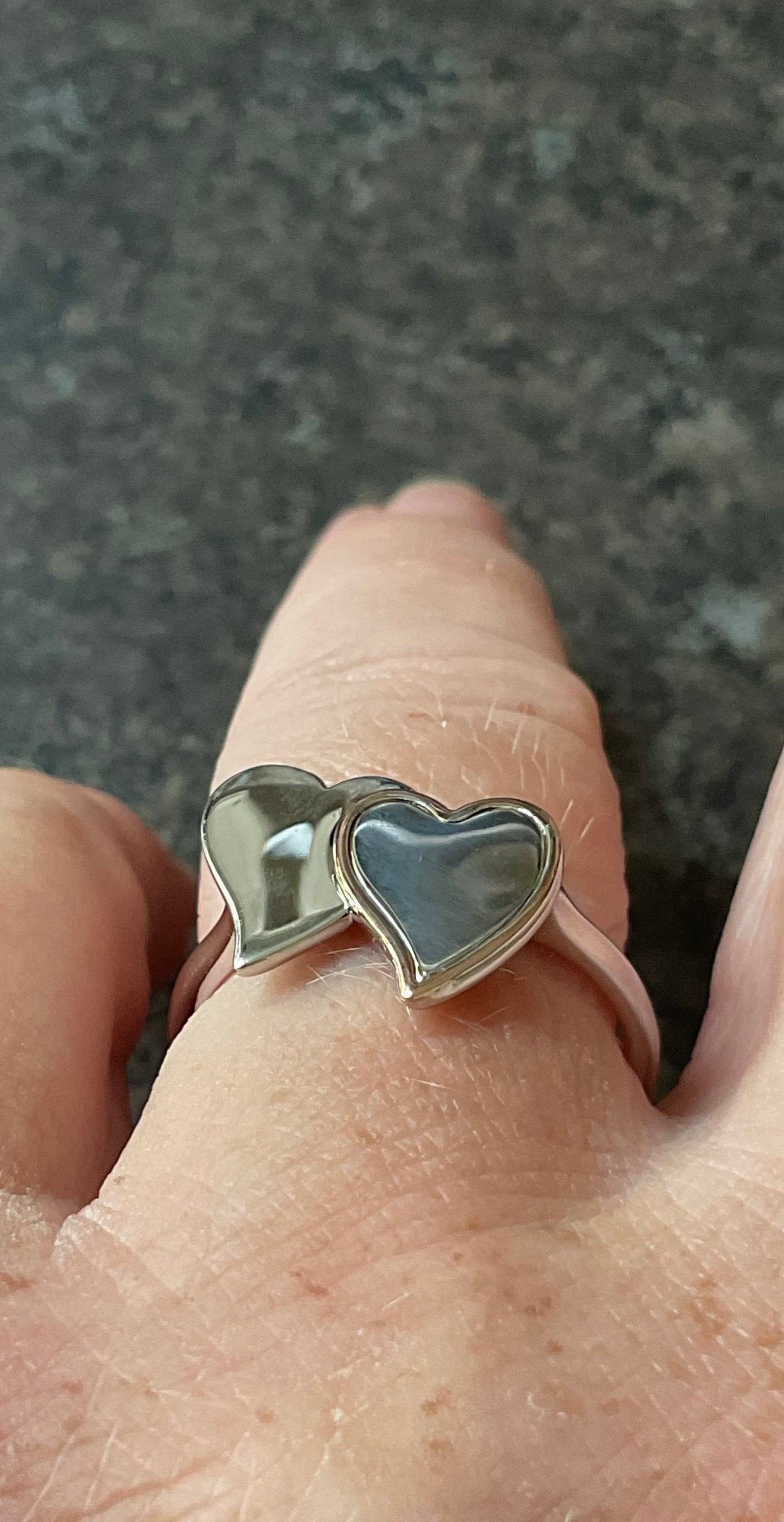 Clogau Cwtch Double Heart ring in silver and rose gold sizes O, Q and R available