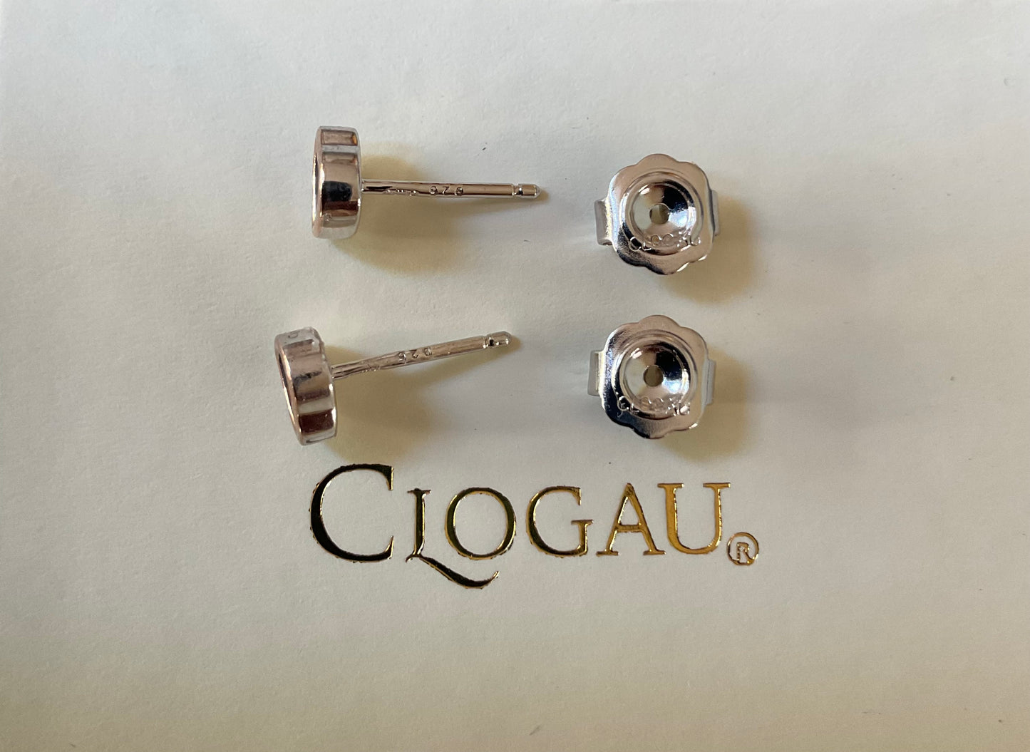 Clogau Rare Heart of Wales Preseli Bluestone Heart stud earrings in silver and rose gold