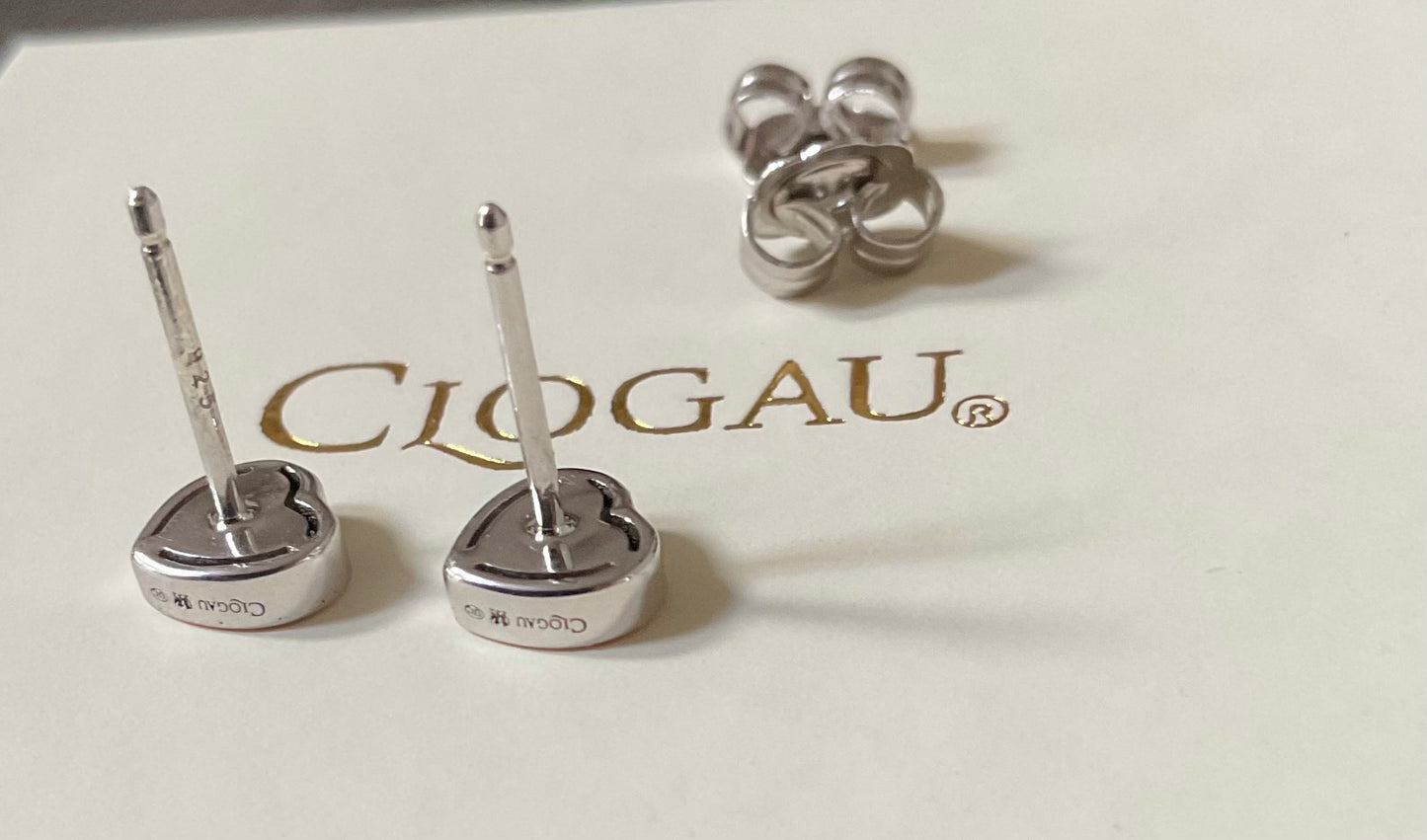Clogau Rare Heart of Wales Preseli Bluestone Heart stud earrings in silver and rose gold