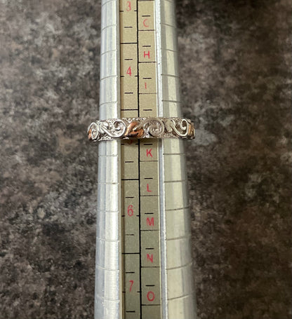 Clogau 4mm Tree of Life band ring in silver and rose gold available in size J,N,Q,T