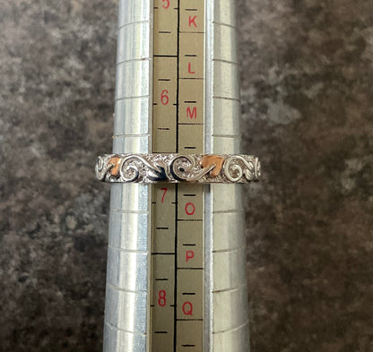 Clogau 4mm Tree of Life band ring in silver and rose gold available in size J,N,Q,T