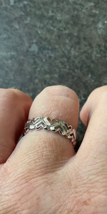 Clogau Always in my Heart band ring in silver and rose gold available in size Q,R,T