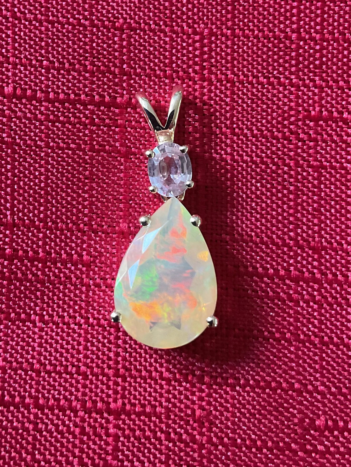 10K Ethiopian Welo Opal and Kunzite pendant (no chain) yellow gold TGGC