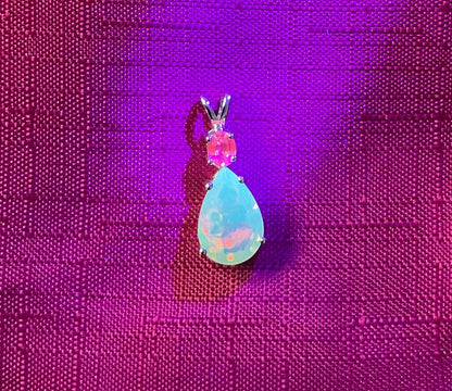 10K Ethiopian Welo Opal and Kunzite pendant (no chain) yellow gold TGGC