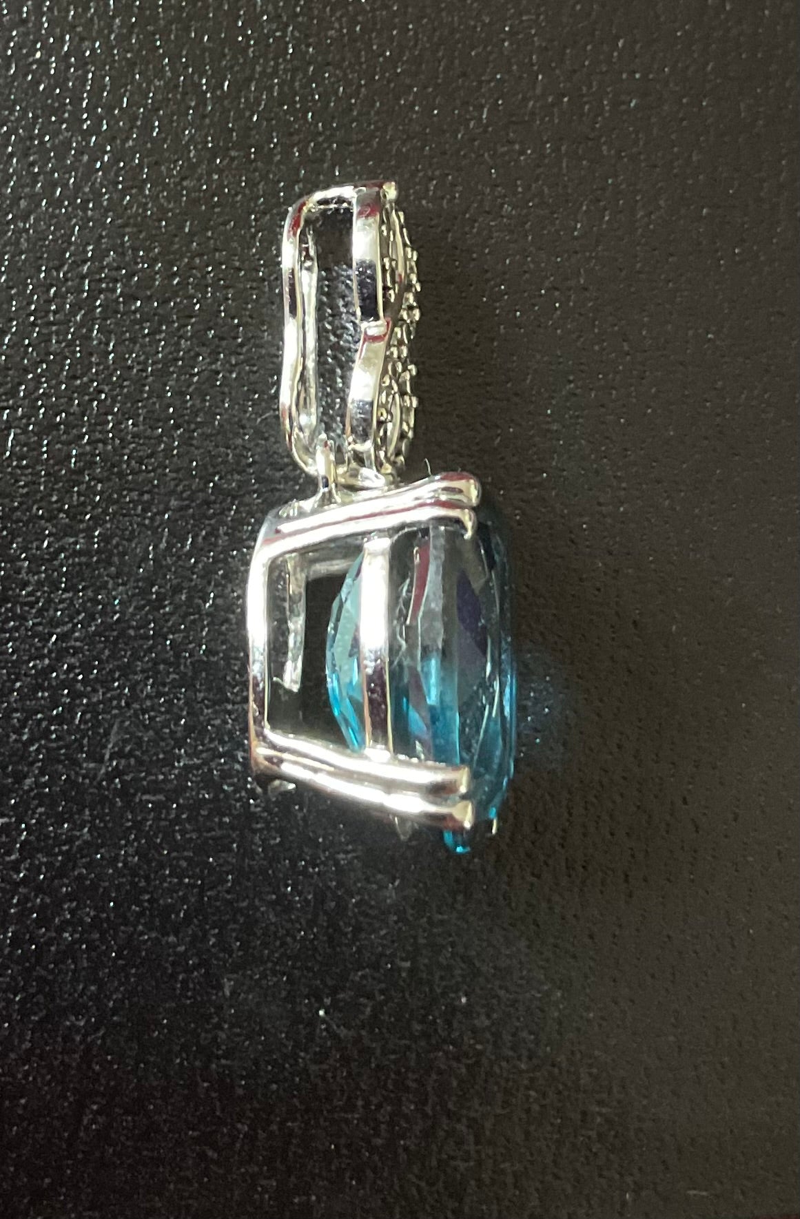 10K Oval 14x10mm London Blue Topaz and Diamond pendant (no chain) white gold TGGC