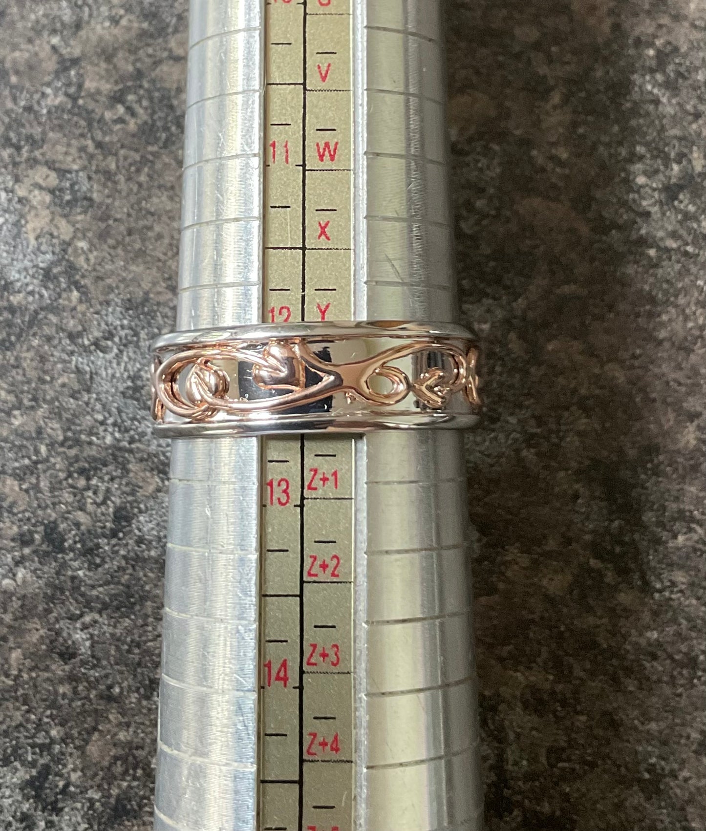 Clogau Unisex Tree of Life 7mm Wide channel Band ring size W1/2 and Y1/2 silver and rose gold Ladies Gentlemen