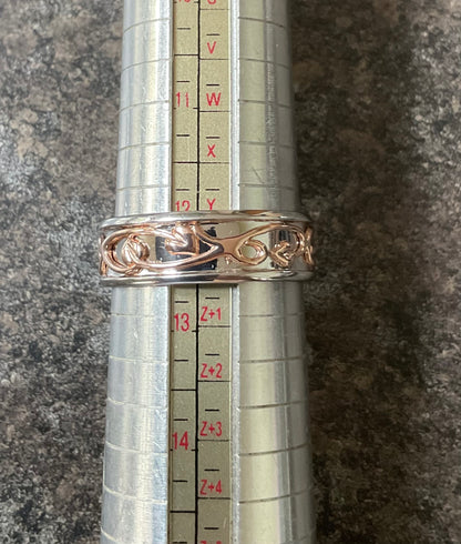 Clogau Unisex Tree of Life 7mm Wide channel Band ring size W1/2 and Y1/2 silver and rose gold Ladies Gentlemen