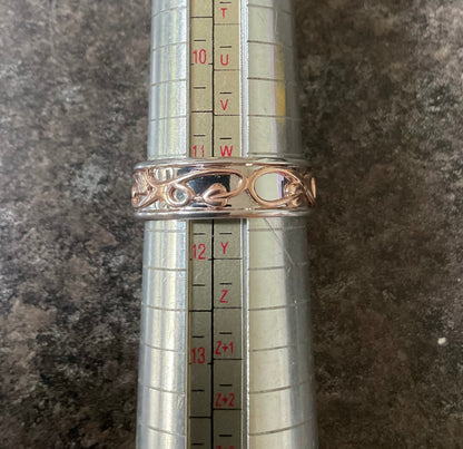 Clogau Unisex Tree of Life 7mm Wide channel Band ring size W1/2 and Y1/2 silver and rose gold Ladies Gentlemen