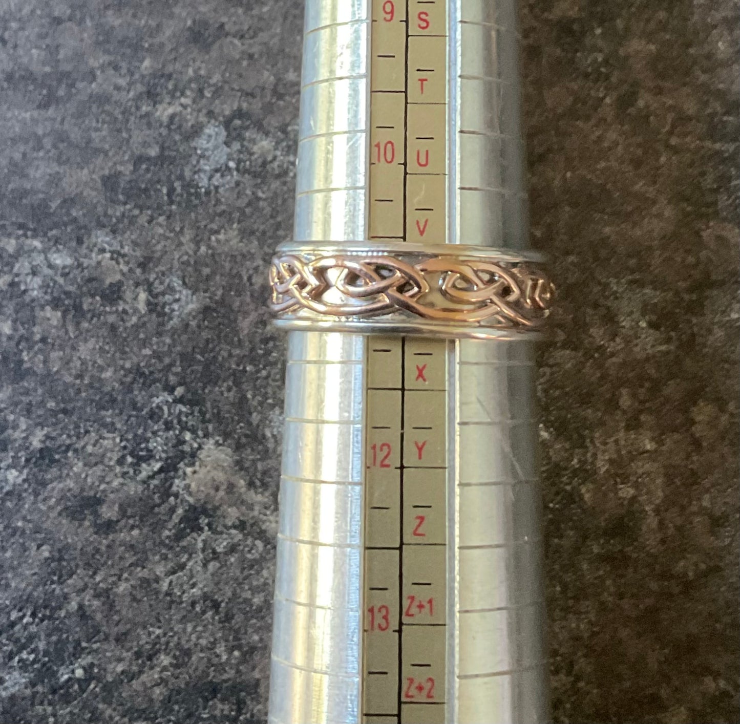 Royal Clogau Sterling Silver Annwyl 7mm Wide Channel Ring size V1/2 silver and rose gold RRP £350