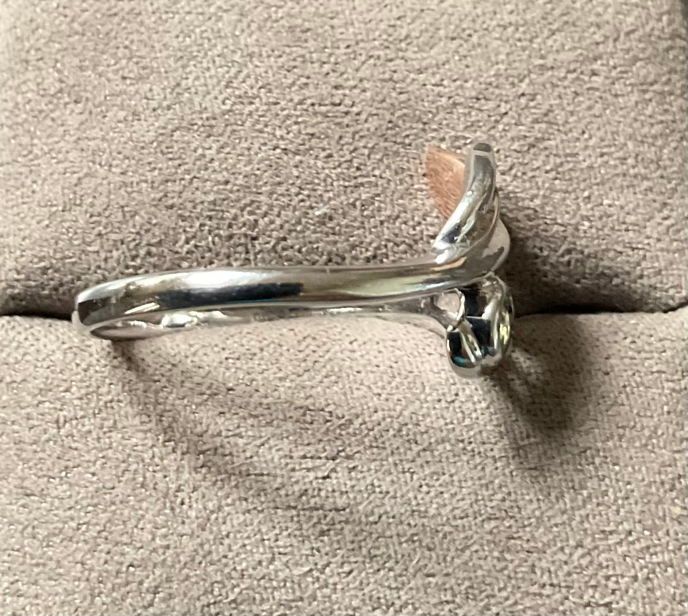 Clogau Awelon Peridot leaves ring size P silver and rose gold