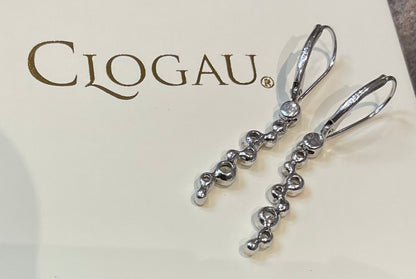 Clogau Celebration White Topaz drop earrings in silver and rose gold