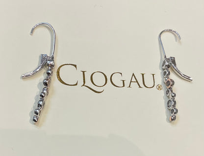 Clogau Celebration White Topaz drop earrings in silver and rose gold