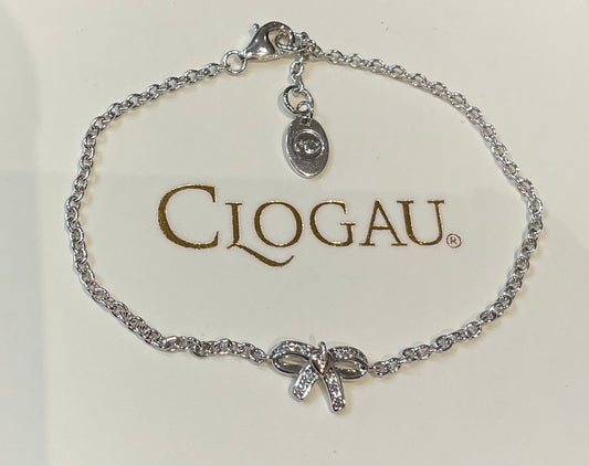 Clogau White Topaz Tree of Life Bow bracelet 17.5 - 18.5cm in silver and rose gold