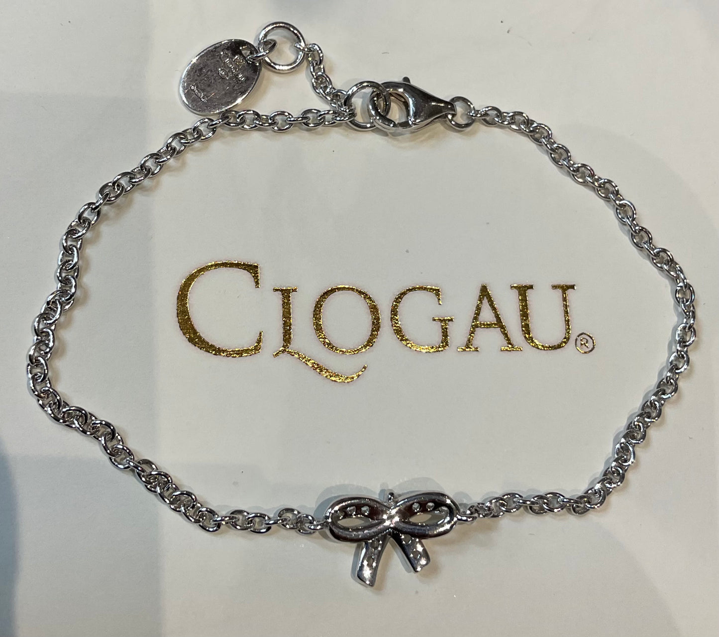 Clogau White Topaz Tree of Life Bow bracelet 17.5 - 18.5cm in silver and rose gold