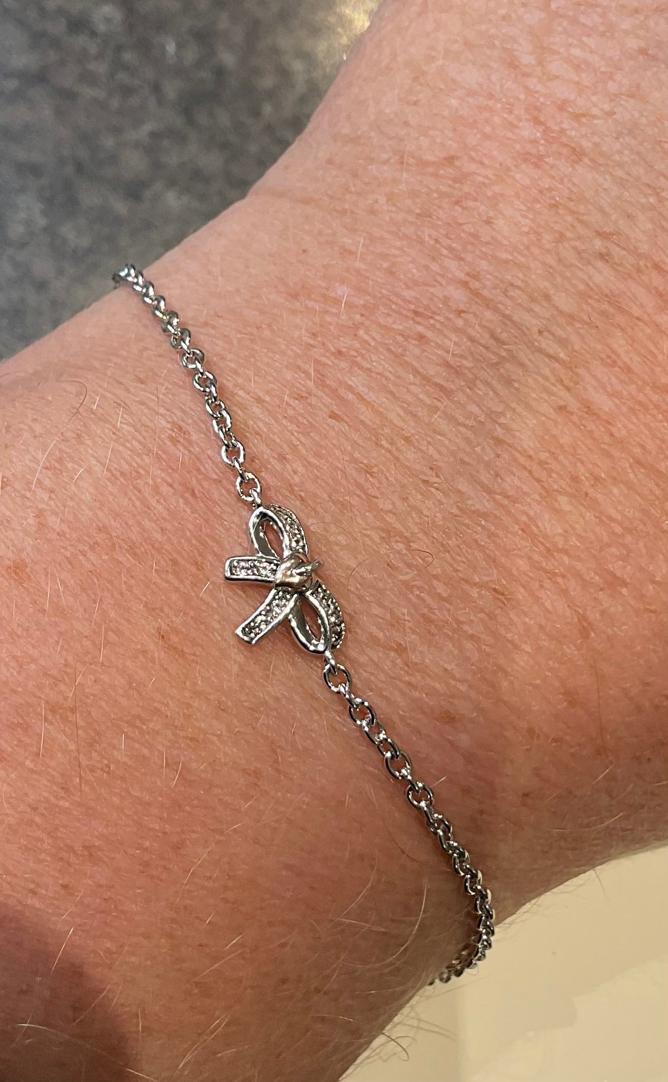Clogau White Topaz Tree of Life Bow bracelet 17.5 - 18.5cm in silver and rose gold