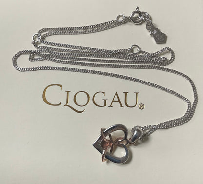 Clogau Dwynwen Forever Yours Opal Heart pendant necklace 18-22” in silver and rose gold