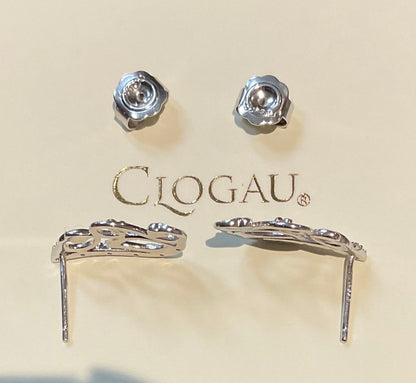Clogau White Topaz Masque stud earrings in silver and rose gold