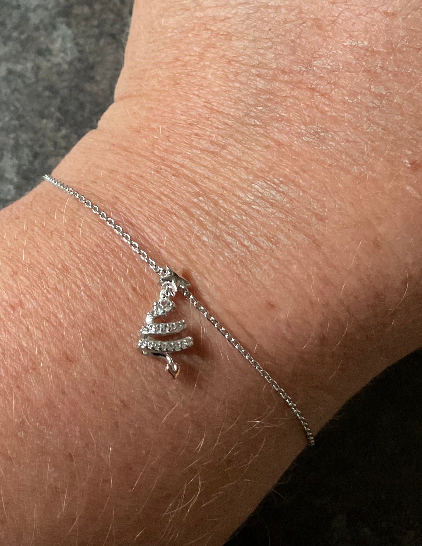 Clogau White Topaz Christmas Tree affinity chain bracelet 14-18.5cm silver and rose gold