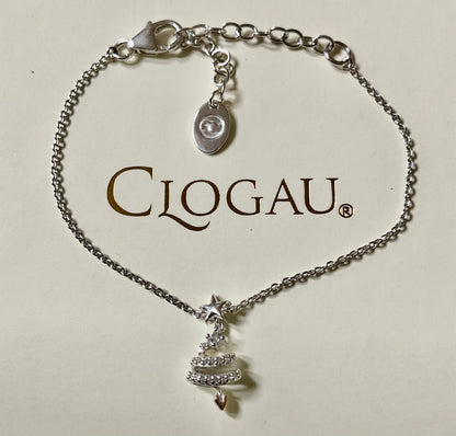 Clogau White Topaz Christmas Tree affinity chain bracelet 14-18.5cm silver and rose gold