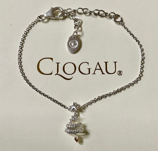 Clogau White Topaz Christmas Tree affinity chain bracelet 14-18.5cm silver and rose gold