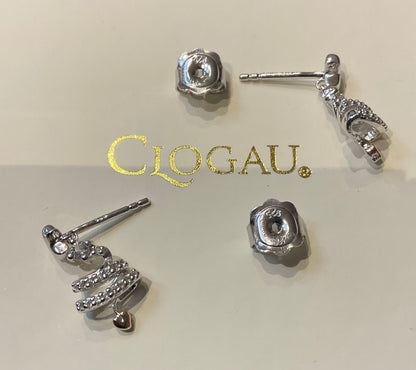Clogau White Topaz Christmas Tree drop earrings in silver and rose gold