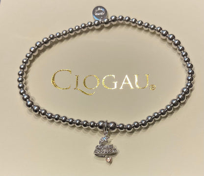 Clogau White Topaz Christmas Tree affinity bead stretch bracelet in silver and rose gold