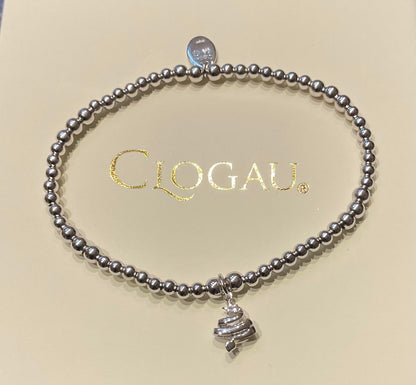 Clogau White Topaz Christmas Tree affinity bead stretch bracelet in silver and rose gold