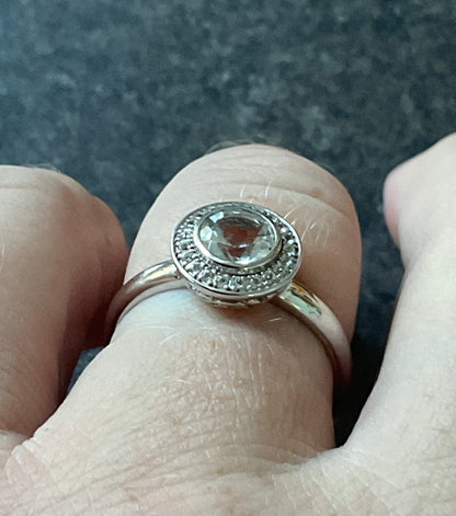 Clogau Ar Dan White Topaz Cocktail ring size Q in silver and rose gold