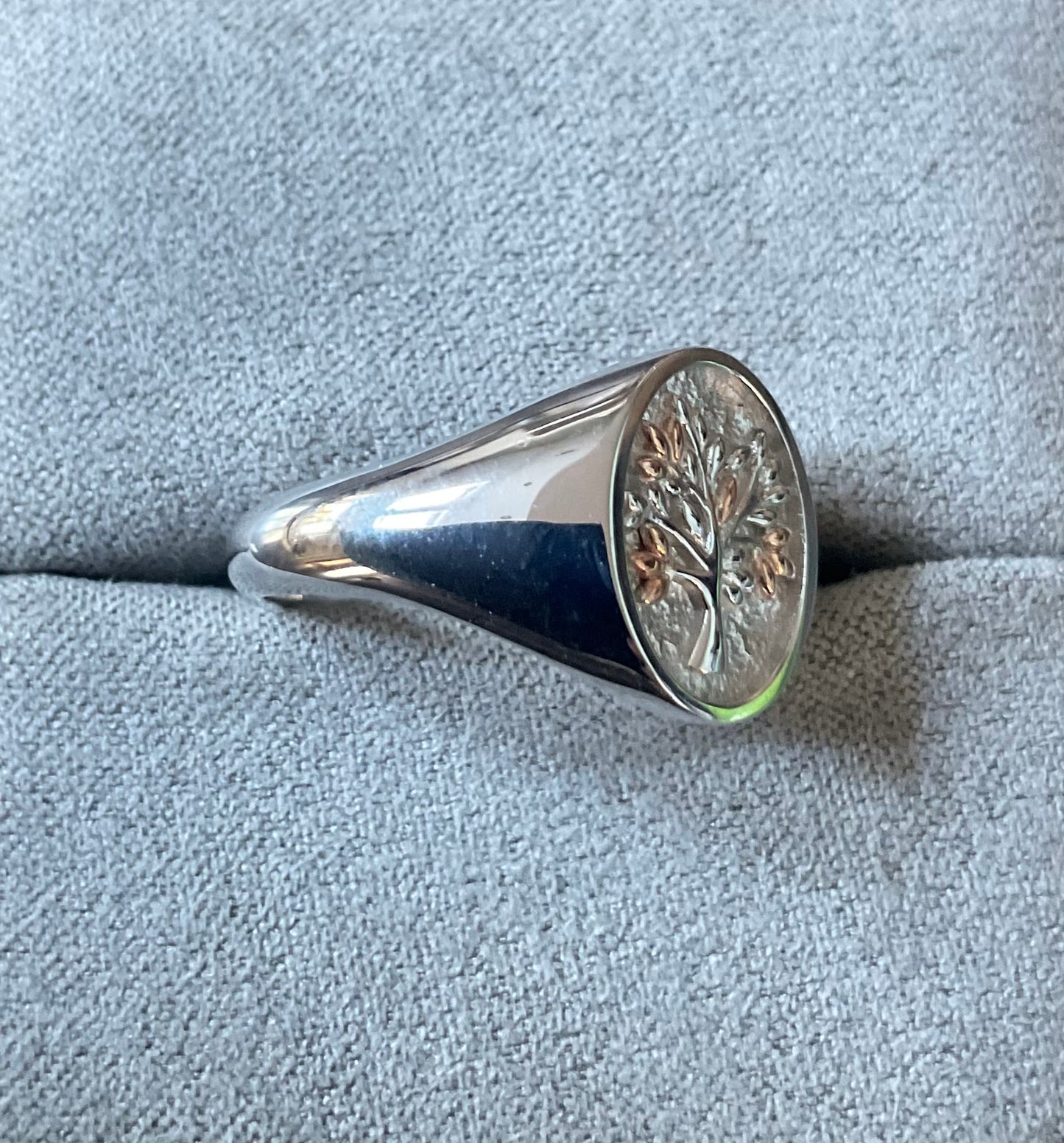 Clogau Unisex Tree of Life Signet ring in silver and rose gold size P