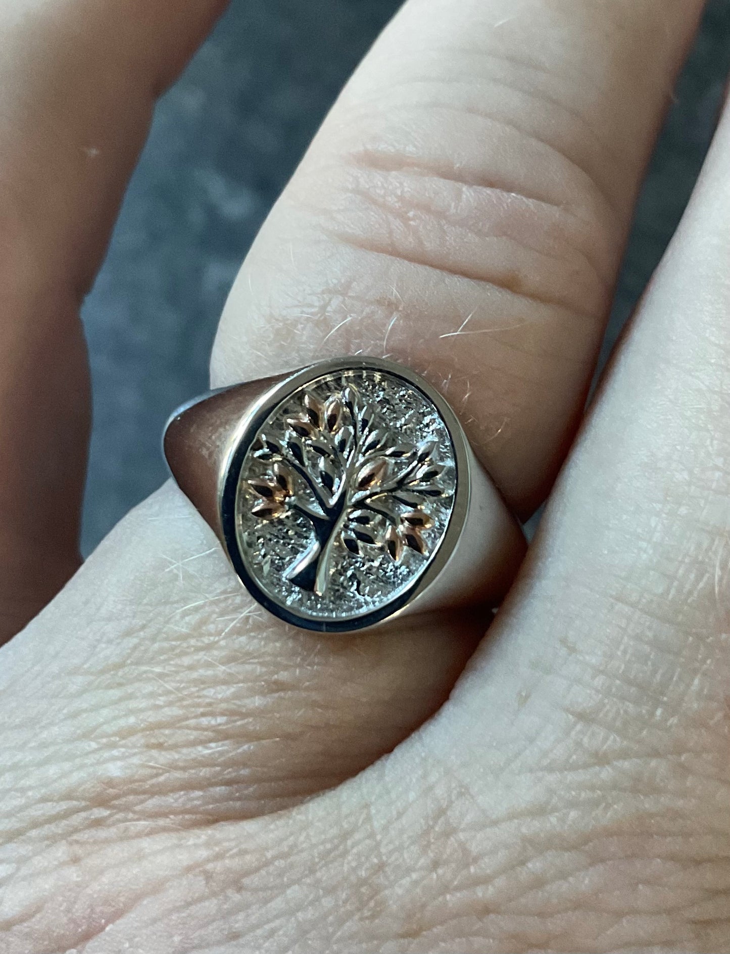 Clogau Unisex Tree of Life Signet ring in silver and rose gold size P